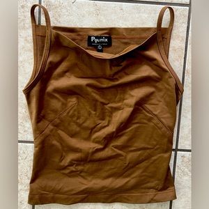 Politix Vintage Y2K 90s Bronze Brown Shimmery Crop Tank Top women’s Size XS/S